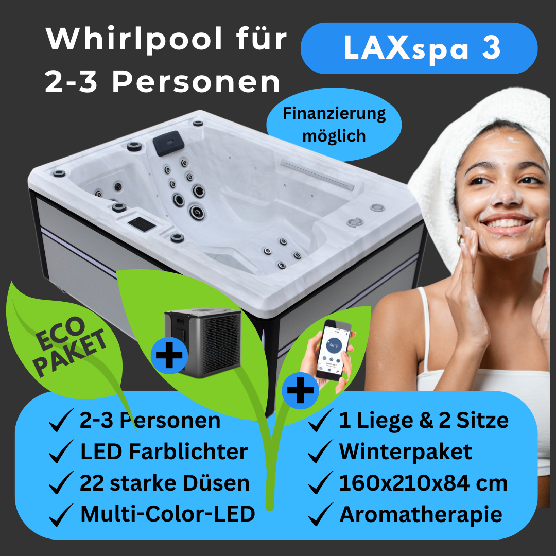 LAXspa 3 - Eco-Paket - Whirlpool für 3 Personen mit 1 Liege