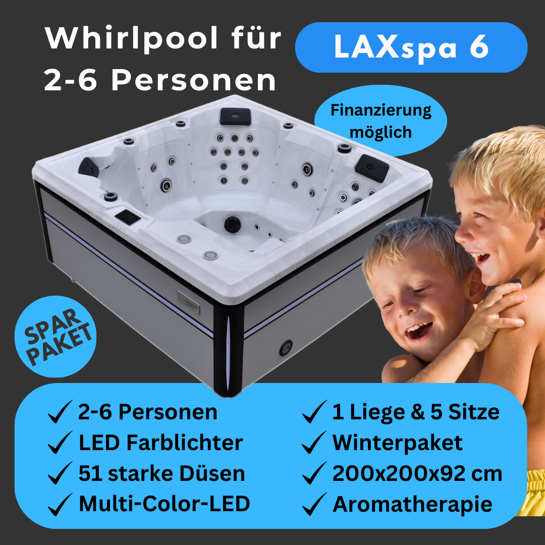 LAXspa 6 - Whirlpool für 6 Personen mit 1 Liege.